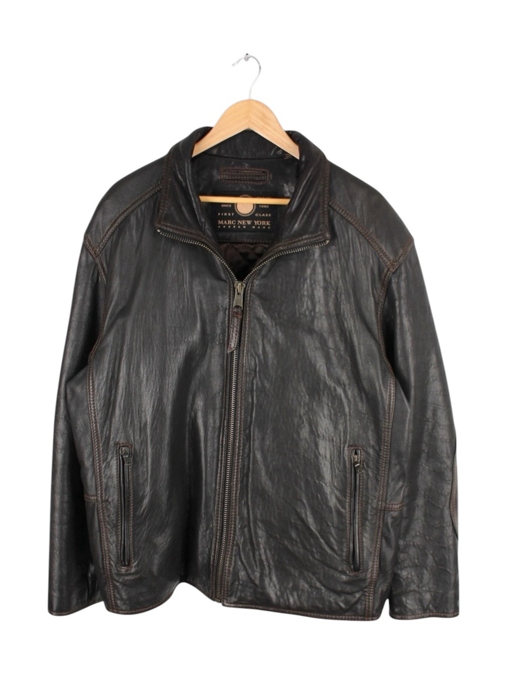 Vintage Andrew‎ Marc New York Leather Jacket Men's XL Bomber Zip Brown